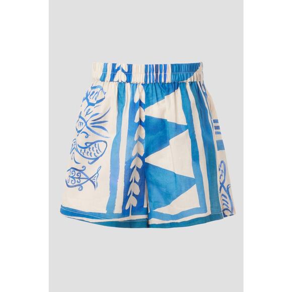 SOLEIL SOLEIL Blue Graphic Print 100% Cotton Pull-On Overswim Shorts size 1 - Picture 10 of 10